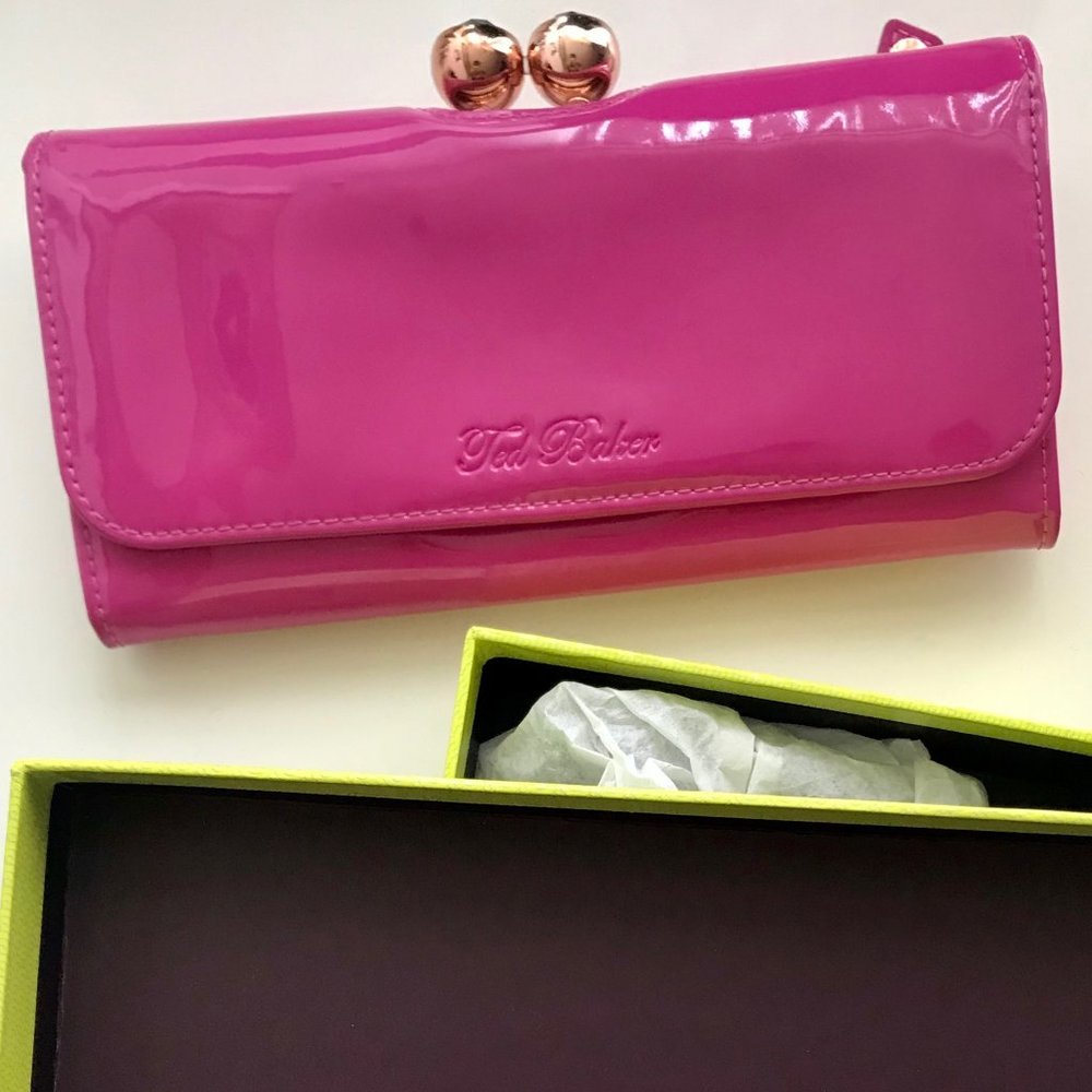 Ted Baker Fuchsia Bobble Patent Leather Wallet